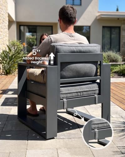 4 Pieces Aluminum Outdoor Patio Furniture Set, Metal Modern Conversation Sofa - Image 5