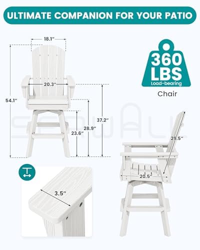 SERWALL Swivel Adirondack Barstools Set of 2, HDPE Outdoor Swivel Bar Chairs - Image 2