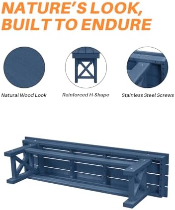 HDPE Outdoor Bench, Poly Lumber Adirondack Benches, All Weather HDPE Garden - Image 5