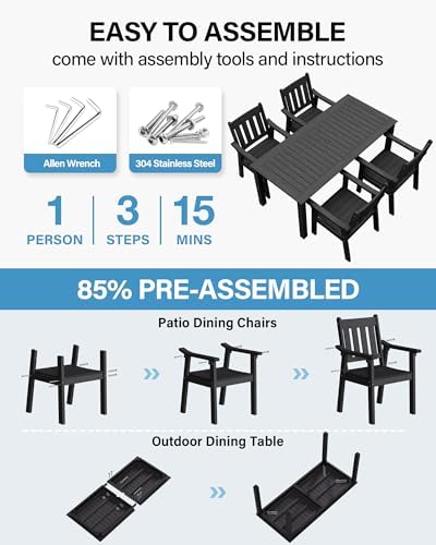 YEFU Patio Dining Chairs Set of 4, Weather Resistant HIPS - Image 2