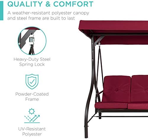 Best Choice Products 3-Seat Outdoor Large Converting Canopy Swing Glider - Image 3