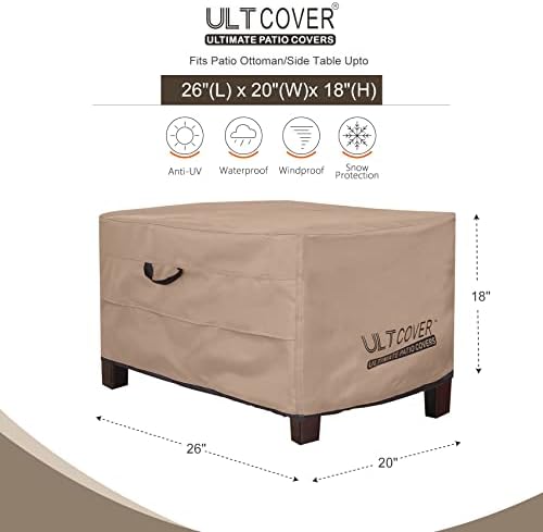 ULTCOVER Waterproof Patio Ottoman Cover 26L x 20W x 18H in - Image 2