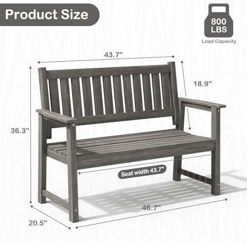 All Weather Poly Lumber Outdoor Garden Bench, Light Gray - Image 3