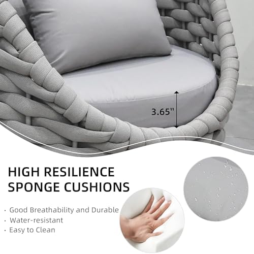 TWT Patio Furniture Set-5 Pieces Aluminum Sectional Sofa, Light Grey - Image 3