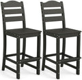 Tangkula Patio HDPE Barstool, Outdoor High Top Bar Chair w/Backrest & Footrest by TANGKULA