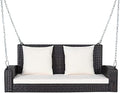 RELAX4LIFE Porch Swing 2-Seat Patio Rattan, Wicker Porch Swings Outdoor W/Two by RELAX4LIFE