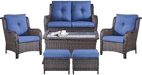 Belord 6 Pieces Patio Furniture Set Outdoor Wicker Furniture, 2 Patio Wicker by Belord