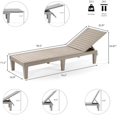 Nestl Lounge Chair Outdoor, Tanning Chair, Chaise Lounge Outdoor Set of 4 - Image 3