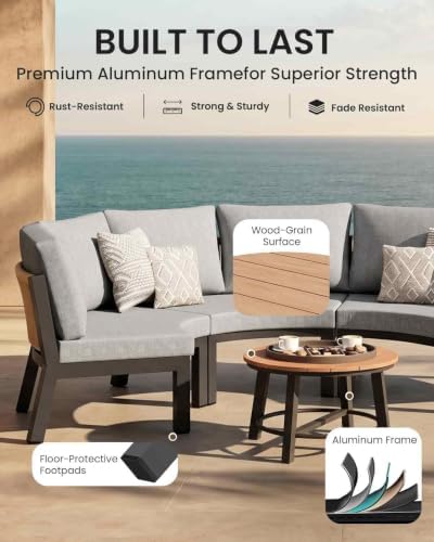 Luxury Patio Furniture Set for 8 People, 6-Piece Curved Patio Conversation Sets - Image 5