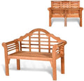 COSTWAY Folding Wooden Bench Outdoor, Crown-Like High Backrest by COSTWAY