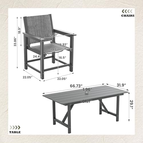 UDPATIO HDPE Outdoor Dining Table Patio Furniture Heavy Duty - Image 3