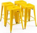 24 Inch Metal Bar Stools Set of 4, Stackable by VogueFurnitureDirect