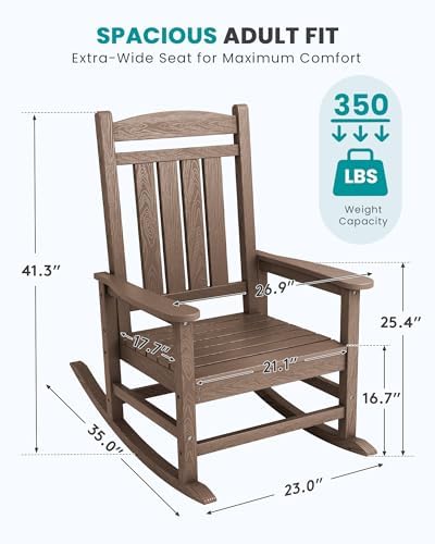 SERWALL Outdoor Rocking Chair Set of 2, Patio Rocking Chair - Image 3