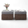 COSIEST 2 Piece All Weather Wicker Outdoor Ottoman Set, Patio Footstools by COSIEST