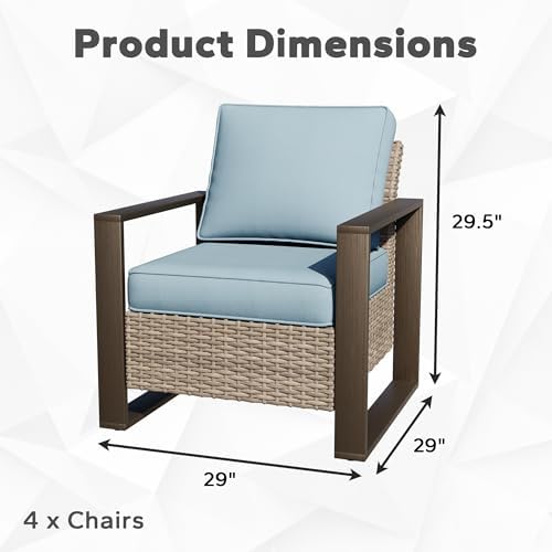 Outdoor Patio Chairs Set, 4 Pieces Wicker Rattan Chairs - Image 2