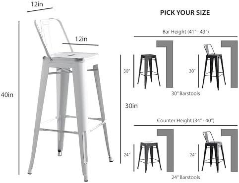 AC Pacific 30” Metal Barstool Set of 2 – Country Rustic Style - Image 3