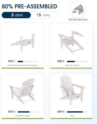 MUCHENGHY Folding Adirondack Chairs Set of 2, HDPE Patio Chair - Image 5