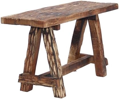 The Urban Port Wooden Garden Patio Bench, Cappuccino Brown - Image 4