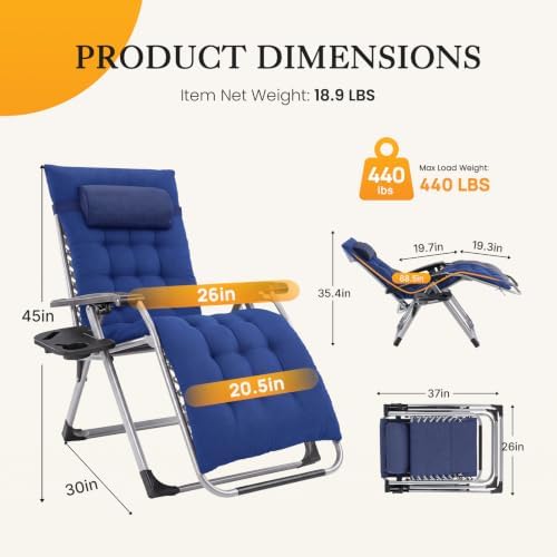 NEWBULIG Zero Gravity Chair, Folding Patio Recliner - Image 3