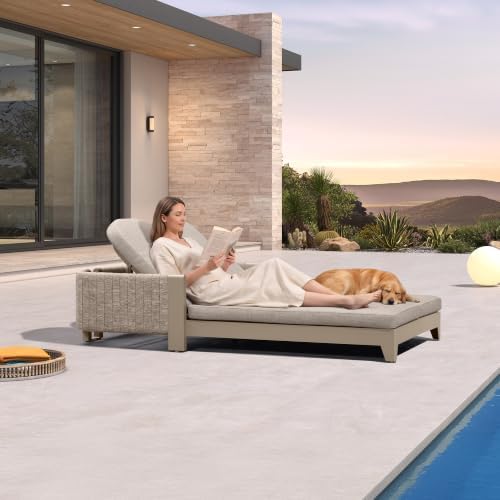 PURPLE LEAF Outdoor Couple Chaise Lounge by PURPLELEAF