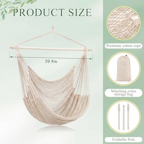 Barydat 1 Pcs Hanging Hammock Chair Boho Swing Chair - Image 2