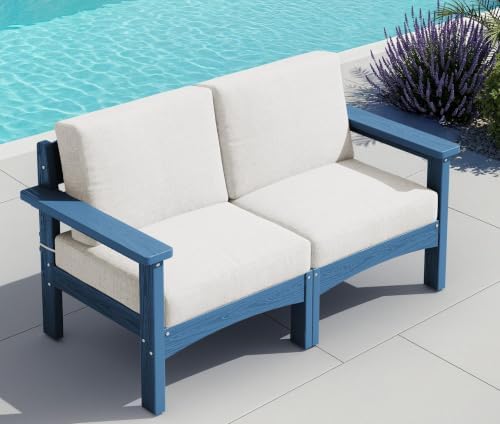 SERWALL HDPE Patio Loveseat Sofa, 2 Pieces Single Sofa by SERWALL