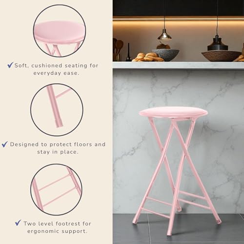 Lavish Home Folding Stool with Padded Backless Seat Set of 2 - Image 4