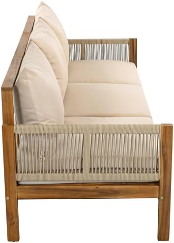 Outdoor Daybed Sofa Bed 3-Seater Acacia Wood Patio Sleeper - Image 7