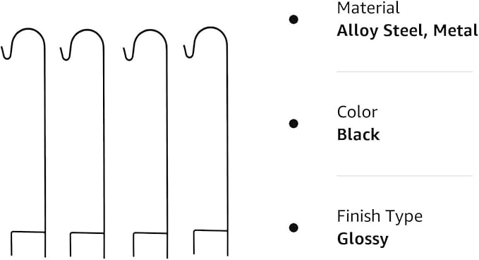 Ashman Shepherd's Hooks 35 Inch (36 Per Pack), Black, Made of Premium Metal for Hanging Solar Lights, Bird Feeders, Mason Jars, Christmas Lights, Lanterns, Garden Stakes and Wedding Décor.