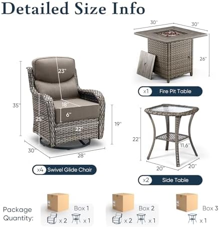 Luxury 6" Thick Cushioned Outdoor Swivel Rocker Chairs Set of 4 - Image 2