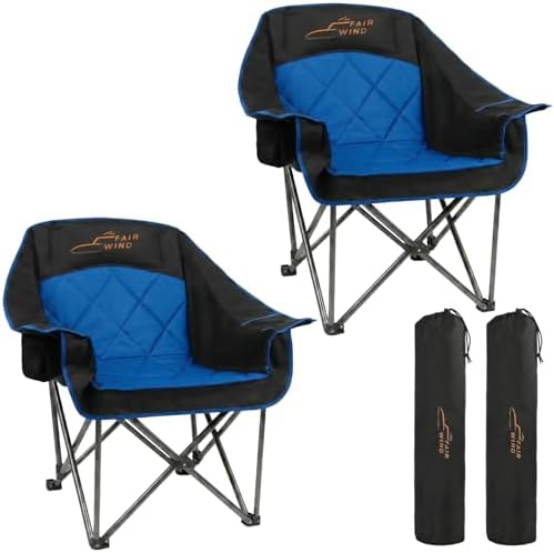 FAIR WIND 2 Pack XL Oversized Padded Camping Chair Heavy Duty by FAIRWINDOutdoorEquipment