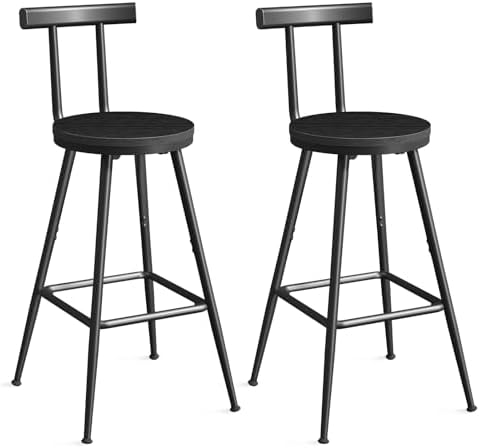 MAHANCRIS Bar Stools, Metal Frame, Adjustable Feet, Easy Assembly, by MAHANCRIS