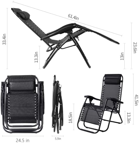 VTOY Zero Gravity Lounge Chair, Adjustable Outdoor Reclining Chair - Image 3