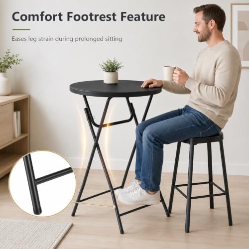 Cocktail Table, 32 Inch Folding Bar Table, High Top Round Tables - Image 3