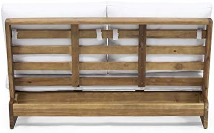 Great Deal Furniture Kaitlyn Outdoor Acacia Wood Loveseat - Image 6