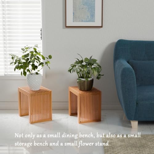 Bamboo Dining Bench 17" Indoor Wooden Shoe Benches - Image 4