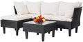 FDW 5-Piece Patio Furniture Set | Khaki | Outdoor Wicker Furniture by FDW