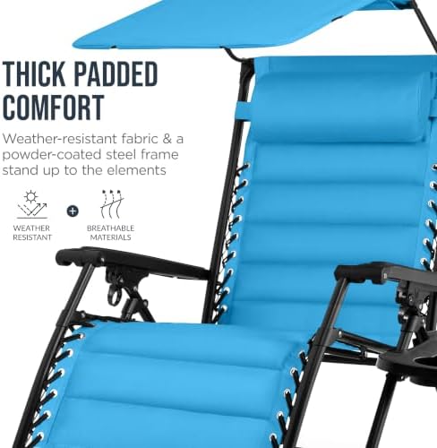 Best Choice Products Oversized Padded Zero Gravity Chair Recliner w/ Canopy - Image 6