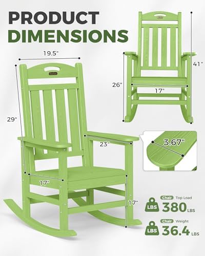 Outdoor Rocking Chairs Set of 4, Oversized Rocking Chair, All Weather - Image 3