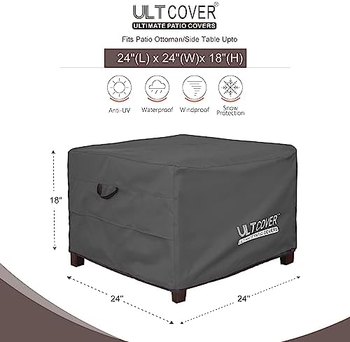 ULTCOVER Waterproof Patio Ottoman Cover 24L x 24W x 18H in - Image 2