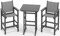 SERWALL 3 Pcs Textilene Bar Height Adirondack Chairs and Table Set by SERWALL