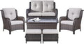 6 Pieces Patio Furniture Set Outdoor Wicker Furniture, 2 Patio Wicker Chairs by Belord