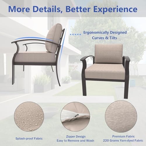 ALAULM Aluminum 2-Seat Patio Furniture Set, Metal Outdoor Furniture Sectional - Image 4
