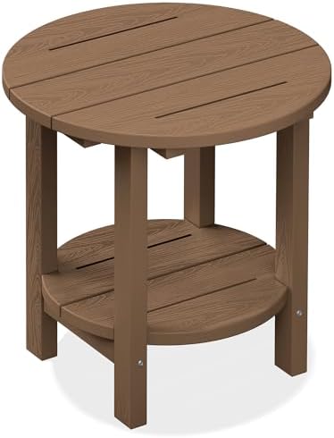 SERWALL Round Adirondack Side Table, 16.5" Double Outdoor Side Table, HDPE by SERWALL
