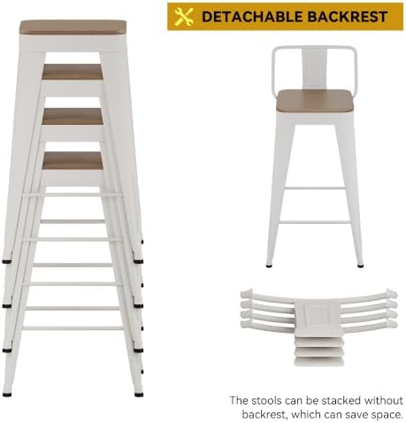 HAOBO Home 30" Metal Bar Stools Counter Height Stool Set of 2 - Image 4