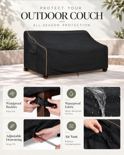 Patio 3-Seater Sofa Cover, Outdoor Couch Cover Fits up to 79W x 38D x 35H Inches - Image 4