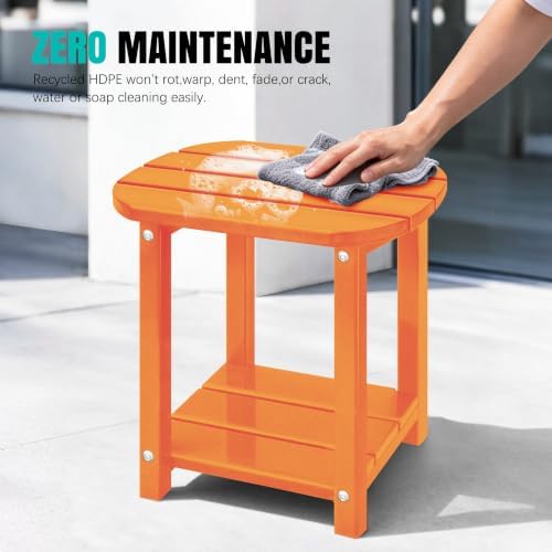 2-Tier Patio Side Table, Heavy Duty HDPE Outdoor End Table - Image 6