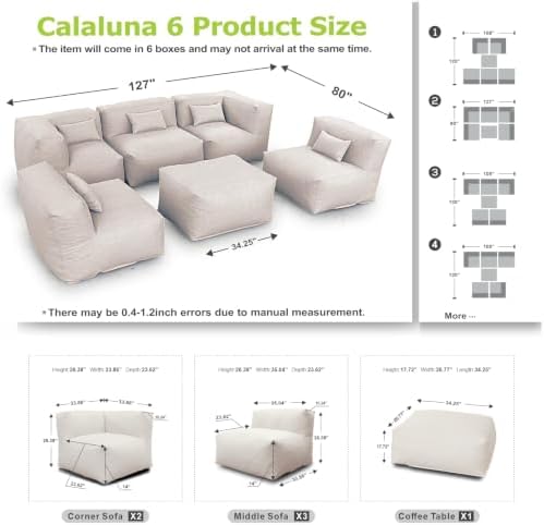 Dineli ANNYH Patio Garden Sectional Conversation Set Outdoor Modular Sofa - Image 5