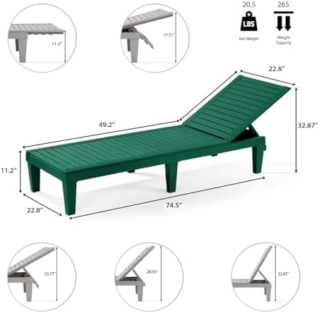 Nestl Lounge Chair Outdoor, Tanning Chair, Chaise Lounge Outdoor Set of 12 - Image 3