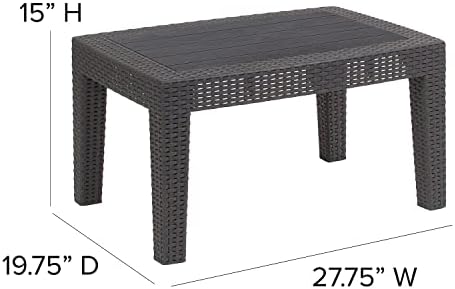 Flash Furniture Seneca Dark Gray Faux Rattan Coffee Table - Image 4